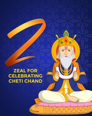 Illustration of Jhulelal, the patron deity of the Sindhi community, with the number 2 and text celebrating Cheti Chand.