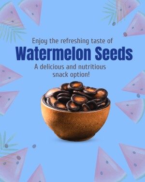 Bowl of watermelon seeds with watermelon slices and leaves