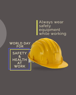Yellow hard hat with text promoting workplace safety