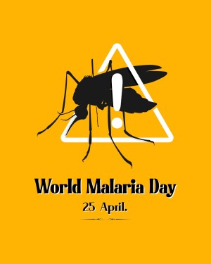 Illustration of a mosquito on a warning sign for World Malaria Day