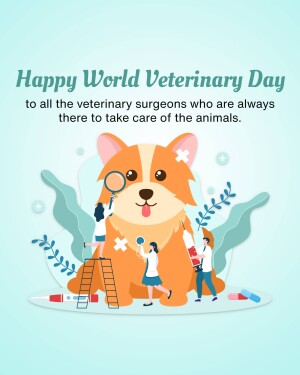 Illustration of veterinarians caring for a large corgi dog.