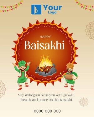 Baisakhi festival greeting with traditional elements