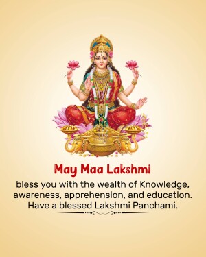 Image of Goddess Lakshmi with a Lakshmi Panchami greeting