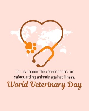 World Veterinary Day graphic with a stethoscope forming a heart and a paw print.