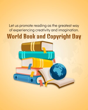 Stack of books with a globe, celebrating World Book and Copyright Day