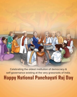 Illustration of people in a circle celebrating National Panchayati Raj Day
