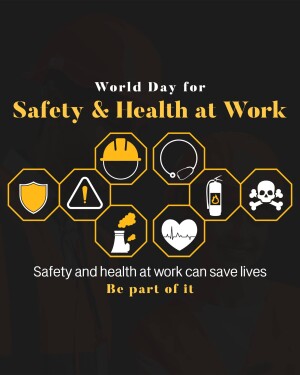 World Day for Safety and Health at Work poster with safety icons