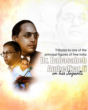 Portrait of Dr. B.R. Ambedkar with text commemorating his Jayanti