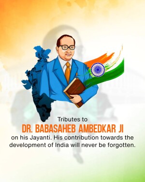 Image of Dr. B.R. Ambedkar with Indian flag and map