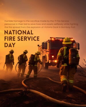 Firefighters in action during National Fire Service Day, commemorating the 71 Fire Service personnel.