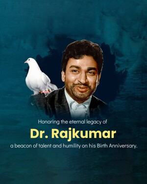 Portrait of Dr. Rajkumar with a dove, honoring his birthday.