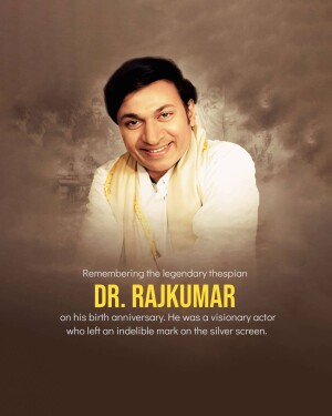 Portrait of Dr. Rajkumar with a tribute message