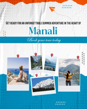 Travel poster for a summer adventure in Manali, India