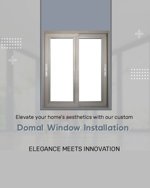 Close-up of a modern Domal window installation with text overlay promoting home aesthetics.