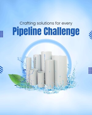 Image depicting white PVC pipes with water splashes and a green leaf, representing plumbing solutions.