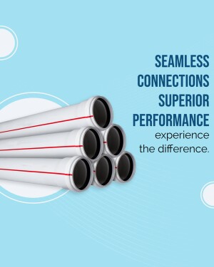 White PVC pipes connected together with text overlay 'Seamless Connections, Superior Performance'