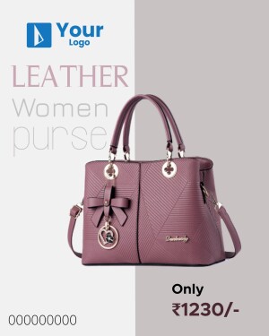 Purple leather handbag with bow detail and gold accents