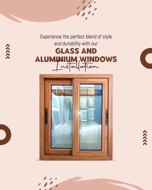 Brown aluminum sliding window with glass panes
