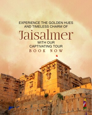 Jaisalmer Fort with promotional text for a tour