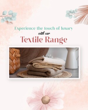 Image showcasing a luxurious textile range with folded fabrics and decorative elements.