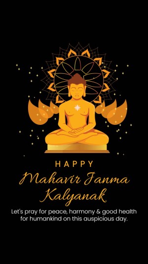 Image of Lord Buddha with Mahavir Jayanti greetings