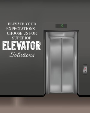 Image of an elevator with text promoting elevator solutions.