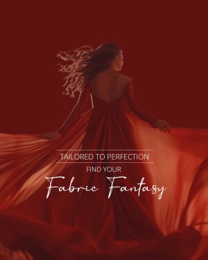 Woman in a flowing red dress, fashion advertisement