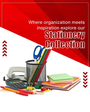 Stationery items arranged for a promotional image