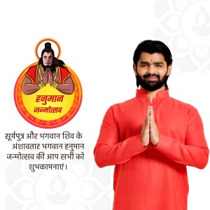 Man with Hanuman Jayanti graphic