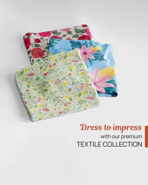 Stack of floral patterned fabric swatches