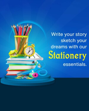 Colorful stationery items arranged on a stack of books with a motivational quote.