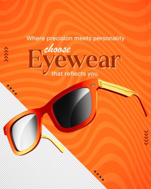 Stylish red and gold sunglasses on an orange wavy background