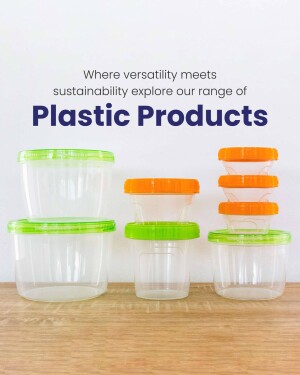 Assortment of colorful plastic containers with lids