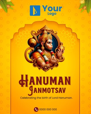 Hanuman Janmotsav poster with Lord Hanuman image