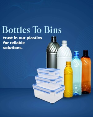 Assortment of plastic bottles and containers for recycling.