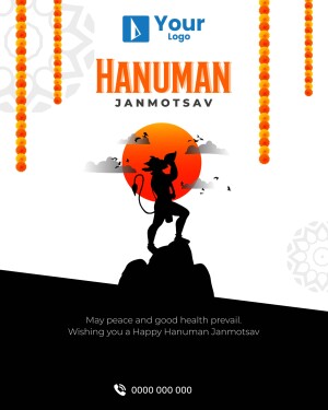 Hanuman Janmotsav festival poster with Hanuman image