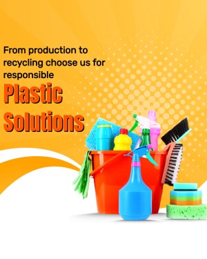 Plastic recycling solutions with cleaning supplies in a bucket