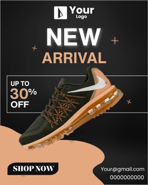 Image of a new arrival sneaker with a discount offer.