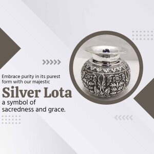 Silver Lota with intricate designs on a brown background