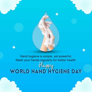Illustration of hands washing with soap and water for World Hand Hygiene Day