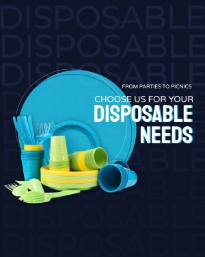 Colorful disposable plates, cups, and cutlery arranged for a party or picnic.