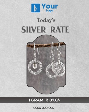 Silver earrings with current silver rate displayed