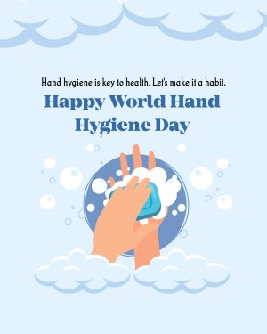 Illustration of hands washing with soap and bubbles for World Hand Hygiene Day