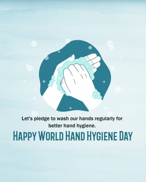 Illustration of hands washing with soap and water, promoting hand hygiene.