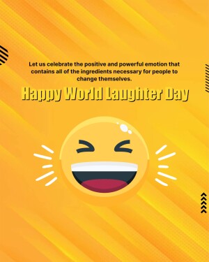 Image celebrating World Laughter Day with a laughing emoji.