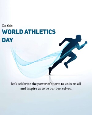 Silhouette of a runner with a blue swoosh and text 'World Athletics Day'