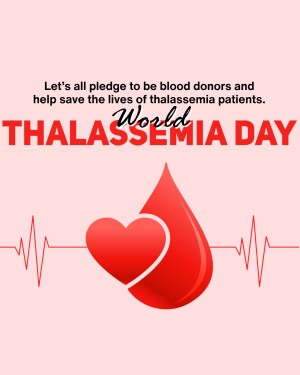 World Thalassemia Day graphic with a heart and blood drop