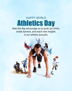 Image celebrating World Athletics Day with diverse athletes.