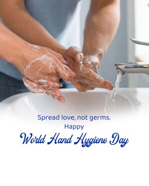 Close-up of hands being washed under a faucet with soap and water, promoting hygiene.