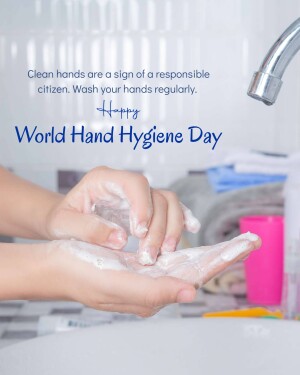 Hands being washed with soap and water, promoting hygiene.